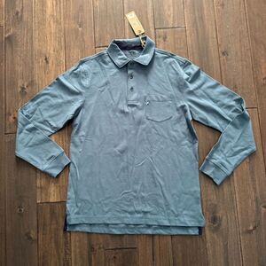 Tailor Vintage Light Blue Long Sleeve Stretch Polo Shirt S NWT
